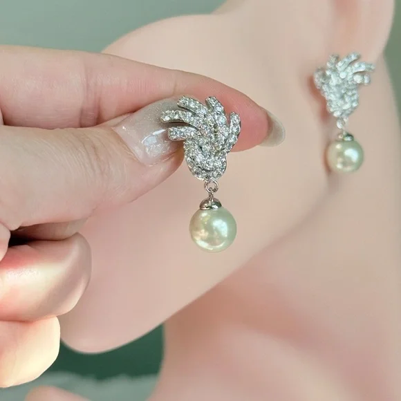 Chic Silver and Pearl Drop Earrings